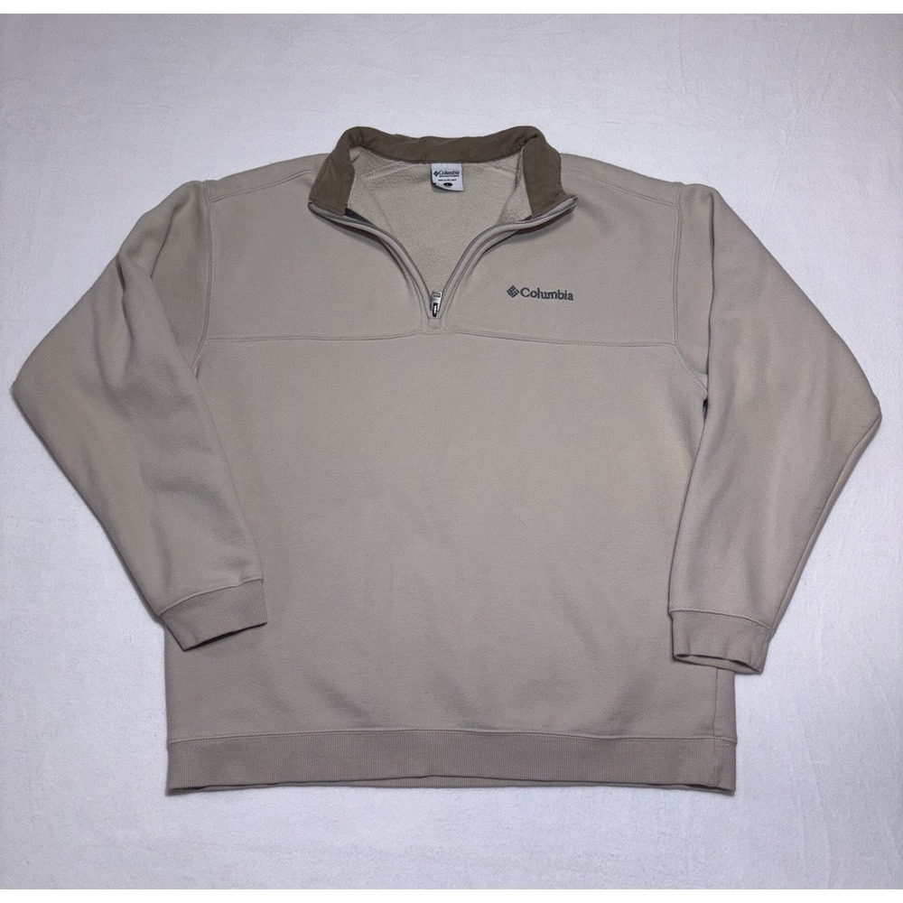 Columbia Men's Half Zip Pullover Tan/ Brown Size Large
